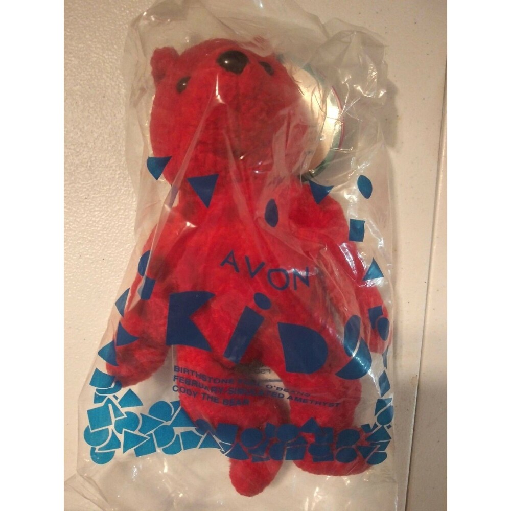 Vintage Avon 1999 NIB Full O' Beans Cody The Bear 7" Plush Red Stuffed Toy Anima
